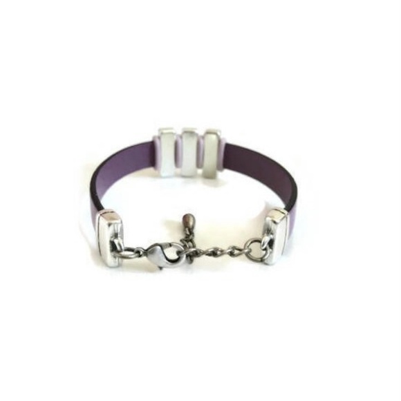 Purple Leather Bracelet- Faith-Hope-Love Adjustable 7”- 8” - Picture 3 of 3